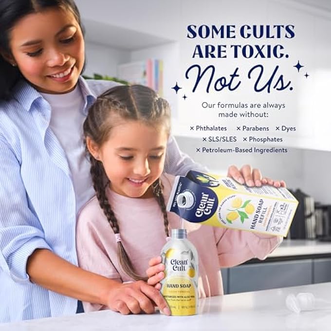 Cleancult LIQUID HAND SOAP REFILLS (32OZ, 1 PACK) - HAND SOAP THAT NOURISHES & MOISTURIZES - LIQUID SOAP FREE OF HARSH CHEMICALS - PAPER BASED ECO REFILL, USES 90% LESS PLASTIC - LEMON VERBENA - Image 5